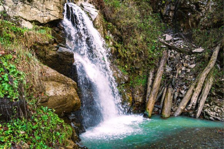 Grotto Falls is a unique waterfall in Great Smoky Mountains National Park that allows visitors to walk behind its veil of water.