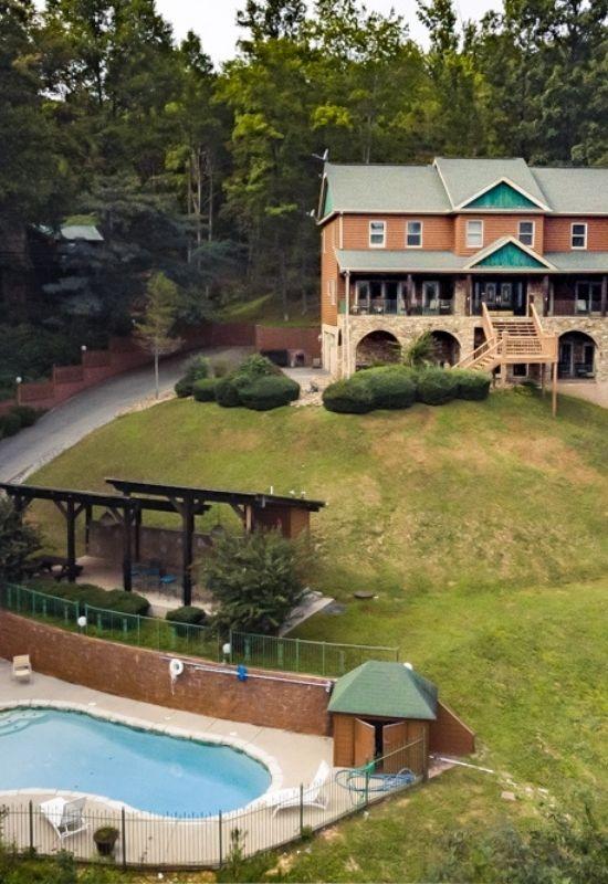 Shenandoah Lodge is a private Gatlinburg vacation cabin with a private pool and lake access.